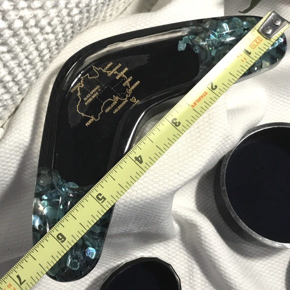 Vintage 3 Piece Set w/ Paua Shell Inlay~Australia & New Zealand Trinket Dishes - Picture 6 of 10